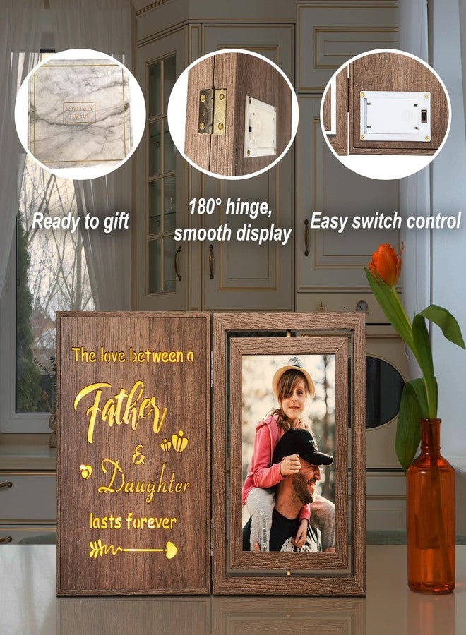 EYITUPC Dad Girl Picture Frame - Vintage Rotating Wooden Frame with Light-Up Quote - Dad Gifts from Daughter for Father's Day, Birthday, or Christmas - Holds Two 4x6 Photos - Gift for Dad Daughter - Image 5